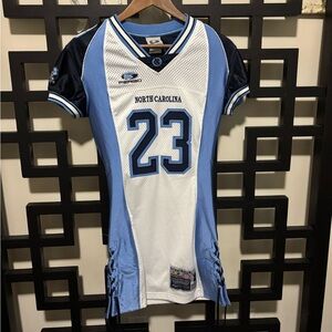 Vintage North Carolina #23 Blue & White jersey dress.